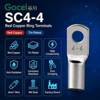 Borne annulaire SC4-4 GOCEL en cuivre rouge étamé, non isolée, pour câble 4mm² 12 AWG, avec goujon M4, connecteur électrique à sertir