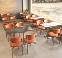 Ensemble de sièges de restaurant en cuir PU commercial moderne, table à manger en acier inoxydable, chaises, mobilier de restauration rapide pour café