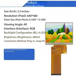 โมดูล IPS TFT แบบส่งผ่านแสงขนาด 3.5 นิ้ว, ความละเอียด 640X480, อินเทอร์เฟซ RGB, มุมมองกว้าง, ไฟ LED 6 ดวง ความสว่าง 400nit, 16.7 ล้านสี - Product Image 1
