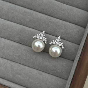 Bijoux fins à la mode, boucles d'oreilles pendantes en argent sterling plaqué S925, boucles d'oreilles à clous en perles naturelles pour femmes - Product Image 3