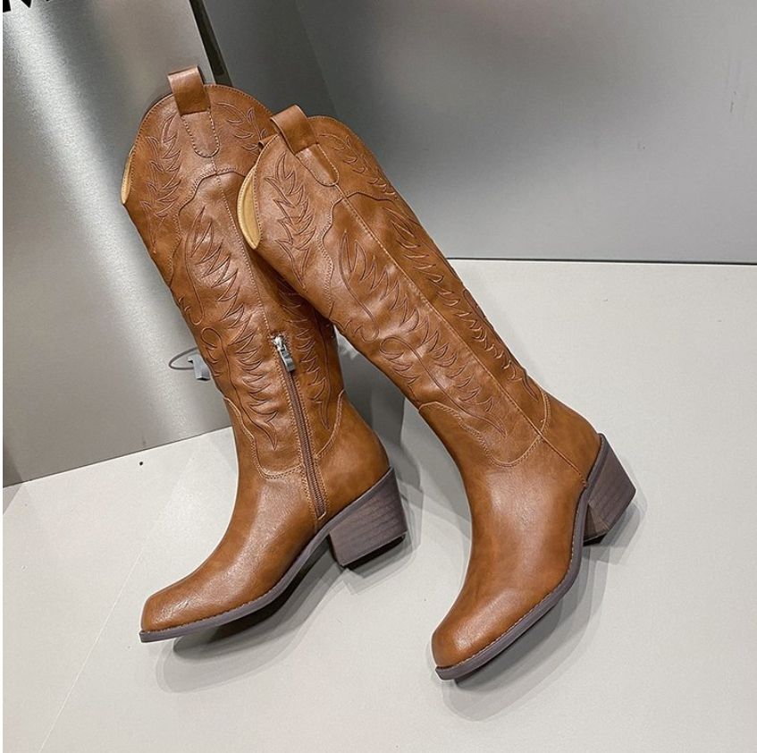 Shoes Fabs Western Laarsjes High Quality Brown Leather Western