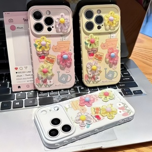 Fashion loving frame bumper 3D flower mobile phone case girls <b>back</b> cover for iPhone 17 pro max 12 11 soft TPU shock shell OEM - Product Image 2