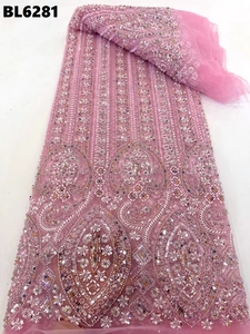 Abito da sposa reale europeo pesante fatto a mano ricamo con perline in pizzo da sposa tessuto con perline con paillettes francesi per spagna - Product Image 5