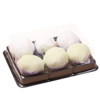 Boîte alimentaire rectangulaire transparente en PET personnalisable pour 6 pâtisseries feuilletées au jaune d'œuf, garniture de mochi neige de beauté à la viande séchée, épaisseur personnalisable