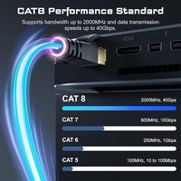 Câble Ethernet Cat8 haute vitesse 26AWG avec connecteur RJ45 plaqué or, résistant aux intempéries pour extérieur et intérieur, câbles de communication F/FTP de qualité supérieure