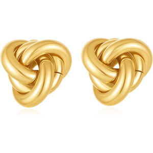 Orecchini a Nodo Placcati in Oro 14k per Donne, Orecchini alla Moda in Oro e Argento - Product Image 2