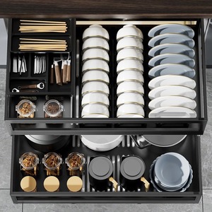 Support de rangement pour bol et assiette Organisateur de tiroirs de cuisine Boîte de rangement pour <span class=keywords><strong>vaisselle</strong></span> et baguettes intégrée pour l'intérieur de l'armoire - Product Image 5