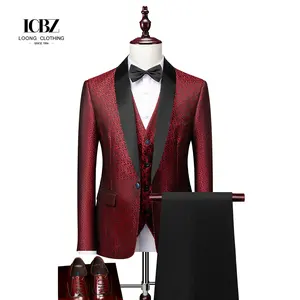 Tùy Chỉnh Blazer Đám Cưới Trang Phục Chính Thức Đỉnh Ve Áo Mỏng Phù Hợp Với Blazer 3 Pcs Hai-Mảnh Thiết Lập Người Đàn Ông Của Phù Hợp Với