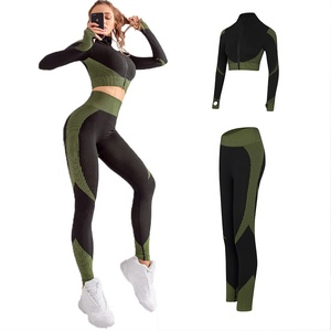 No needlework exercise clothes for women two piece pant and long jumpsuit in stock yoga set - Product Image 1