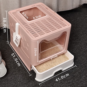 Nouvelle conception de bac à litière pliable avec couvercle et tiroir, toilette pour animaux entièrement fermée - Product Image 2
