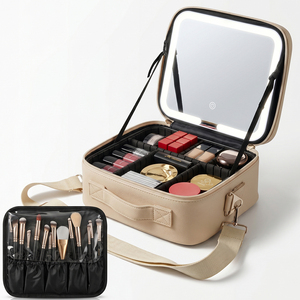 Estuche <span class=keywords><strong>de</strong></span> <span class=keywords><strong>Maquillaje</strong></span> <span class=keywords><strong>con</strong></span> Logotipo Personalizado, Luces LED y Espejo, Bolsa Organizadora <span class=keywords><strong>de</strong></span> Cosméticos <span class=keywords><strong>de</strong></span> Viaje para Mujer, Bolsa <span class=keywords><strong>de</strong></span> Hombro Portátil <span class=keywords><strong>de</strong></span> Gran Capacidad - Product Image 3