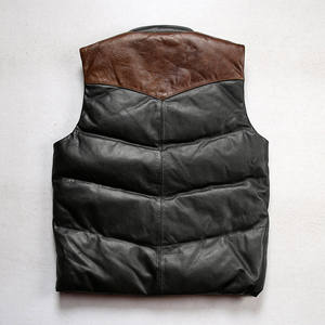 Gilets en cuir personnalisés pour l'hiver 2025 | Gilet en cuir <span class=keywords><strong>de</strong></span> vache avec rembourrage en duvet <span class=keywords><strong>de</strong></span> <span class=keywords><strong>canard</strong></span> | Gilet en cuir - Product Image 2