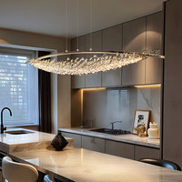 Lustre moderne en acier inoxydable avec mailles en cristal LED, luminaires de luxe pour salon, chambre à coucher, cuisine, luminaire suspendu