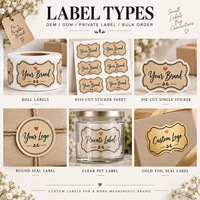 Étiquettes adhésives en papier kraft OEM pour cadeaux et artisanat, impression couleur, découpe à la presse, finition mate, étiquettes en rouleau pour emballage cadeau
