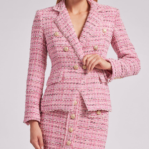 Abiti Personalizzati Nuovi Arrivi Completi Tailleur da Donna Stile Retrò da Ufficio Completo Due Pezzi con <span class=keywords><strong>Blazer</strong></span> in Tweed <span class=keywords><strong>e</strong></span> <span class=keywords><strong>Gonna</strong></span> - Product Image 2