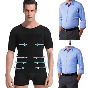 पुरुषों शरीर Toning टी शर्ट स्लिमिंग बॉडी शेपर सुधारात्मक आसन पेट नियंत्रण आदमी Novationshirt