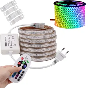 AC220V 5050SMD مصباح ليد قطاع 120leds/م صف مزدوج مرنة أنبوب ضوء ماء RGB بقيادة قطاع