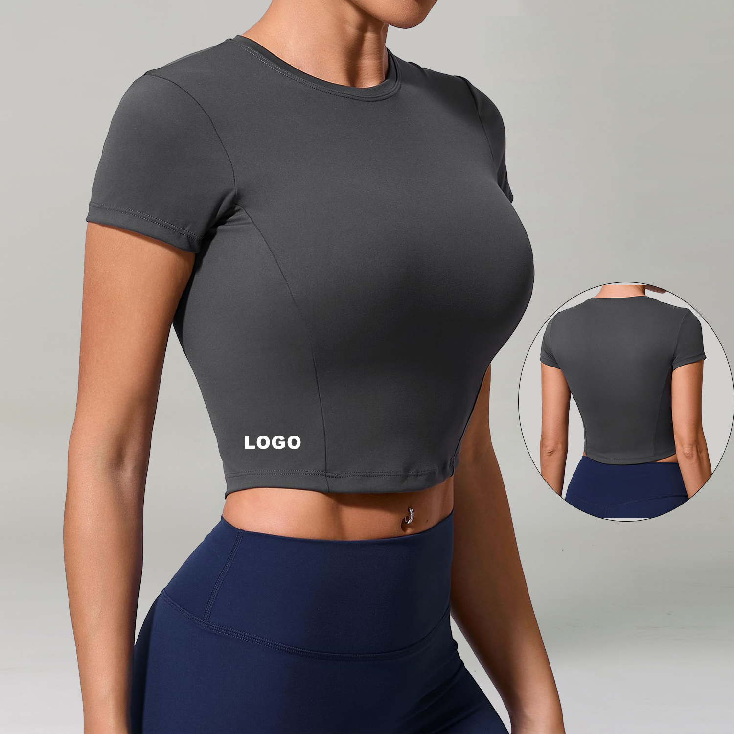 Women Wholesale Custom High Elastic Nylon/Spandex Quick Dry Breathable Short Sleeve Sports Top Training Gym Fitness Yoga T-shirt