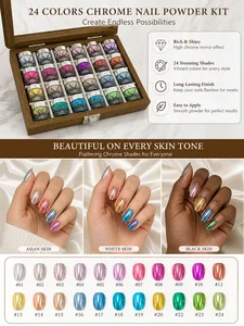 24 Premium <b>Magic</b> Mirror Nail Powders, a Color Chart, and Nail Swabs. a Storage <b>Box</b> Is Also Included. Suitable for Nail Art Begin - Product Image 2