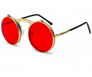 Lunettes de soleil <span class=keywords><strong>Jamie</strong></span> 3057 rétro en métal style steampunk, à verres relevables, monture ronde tendance, style Prince, protection UV400, unisexe - Product Image 2