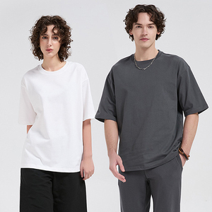 T-shirts décontractés amples à manches courtes en coton pour hommes et femmes, fabriqués en Chine – Hauts d'été à manches courtes pour hommes et femmes - Product Image 1