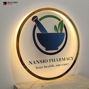 Round Acrylic Backlit Sign <b>Illuminated</b> Business Logo Custom Reception Studio Beauty Salon Led Sign - Product Image 1