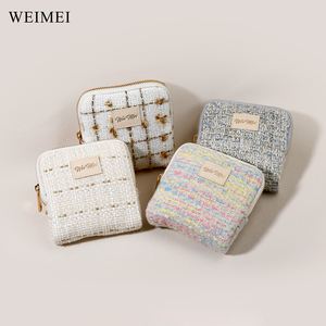 WEIMEI 8-Slot Tweed Jewelry Organizer for Rings <b>Necklaces</b> Bracelets Travel-Friendly Customizable Logo Square Bag Original Design - Product Image 4