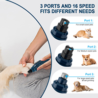 Oplaadbare, milieuvriendelijke, opvouwbare nagelslijper voor huisdieren met LED-display, laag geluidsniveau, elektrische trimmer voor honden en katten, snelheidsinstelbaar