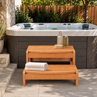 Échelle de piscine robuste en bois, marches en bois pour spa et escalier multifonction à 2 marches pour spa, piscine