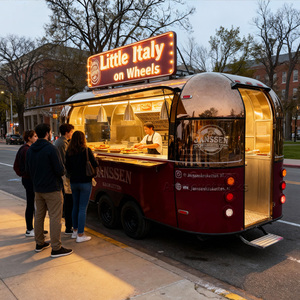 Oldschool Chất lượng cao sang trọng bánh pizza Hot Dog Burger chiên gà shawarma mì ống thực phẩm xe tải giỏ hàng với vỉ nướng hút thuốc nướng - Product Image 1