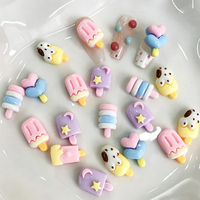 10 pièces de breloques et clous à ongles en résine 3D, motifs crème glacée, macaron et bâtonnet glacé, style dessin animé estival et doux, fournitures de décoration d'ongles DIY