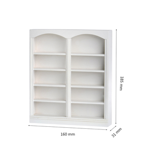 Estantería en miniatura para casa de muñecas, a escala 1:12, blanca, doble arco, decoración para habitación de estudio, QW60514 - Product Image 1