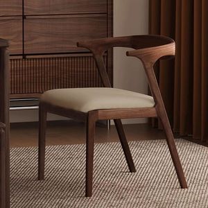 Chaise <span class=keywords><strong>de</strong></span> salle à manger ergonomique en bois <span class=keywords><strong>de</strong></span> <span class=keywords><strong>noyer</strong></span> clair avec coussin d'assise rembourré doux - Product Image 4