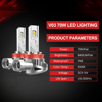 70W V03 H11 auto H10 9012 HB3 faro CANbus Accesorios Súper brillantes 9006 luz 9005 foco H11 luce H7 faro LED Coche