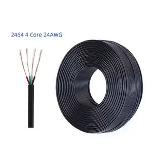 AWM-cable aislado de PVC para transmisión de fecha, cable negro de 4 núcleos, OD 2464mm, 24AWG, 3,8