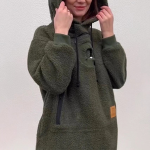 Nueva moda Unisex bordado sudaderas con capucha pulóver personalizado sudadera cuarto tejido Sherpa polar sudaderas con capucha - Product Image 4