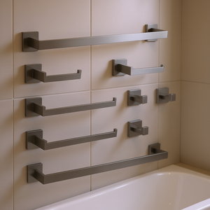 Juego de accesorios de baño modernos, acabado en cromo metálico, montaje en pared, para uso doméstico - Product Image 2
