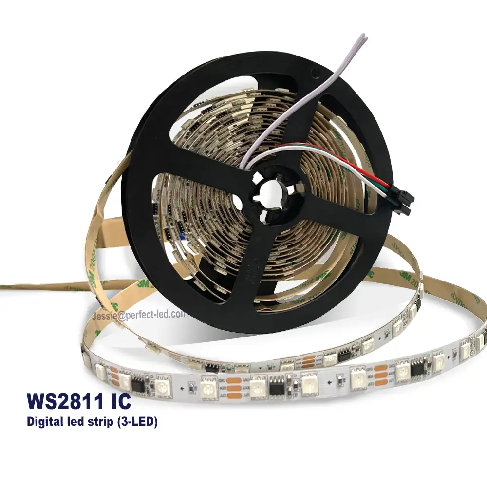 WS2811 WS2815 30/60/144leds/mフレキシブルフルカラーピクセルLEDストリップライト12Vアドレス可能RGB LEDストリップ