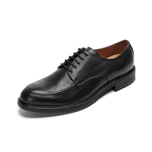 New Men's Leather <b>Shoes</b> - Derby Handmade for Business and Casual Wear Suitable for Weddings Round Toe Style Groom's <b>Shoes</b> - Product Image 1