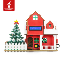Tscinbuny Design Kit de maison en bois sur le thème de Noël Plus Version pour la programmation Arduino DIY Kit de démarrage éducatif électronique