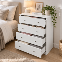 Commode à 4 tiroirs en bois de style nordique moderne, élégante, pour chambre à coucher, salon, rangement de vêtements pas cher pour la maison