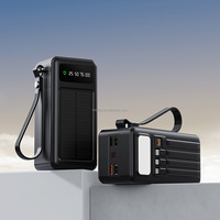 Batterie Externe Solaire 50000mAh 40000mAh 30000mAh avec 4 Câbles Intégrés, Lampe de Camping, Cordon, Chargeur Portable, Batterie Externe Multi-Ports