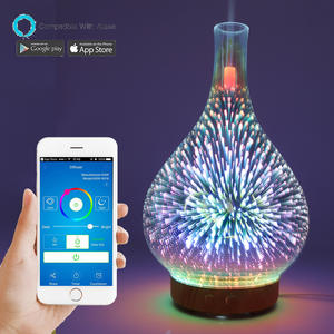 เครื่องกระจายกลิ่นอโรมาอัจฉริยะ Graffiti พร้อมไฟ LED 3 มิติ เครื่องเพิ่มความชื้นในอากาศ ควบคุมผ่านแอพ ลายไม้ สำหรับใช้ในบ้าน - Product Image 5