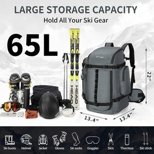 Free Sample <b>Heavy</b> <b>Duty</b> Large Capacity Ski Boot <b>Backpack</b> Custom Ski Boot Bag with Helmet Pocket Skiing Gear Bag - Product Image 3