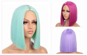 <span class=keywords><strong>Parrucche</strong></span> da donna europee e americane, <span class=keywords><strong>colore</strong></span> puro, capelli lisci a media lunghezza, <span class=keywords><strong>parrucche</strong></span> bobo per cosplay - Product Image 5