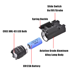 Không thấm nước có thể sạc lại 300 Lumens LED chiến thuật Đèn Pin Nhôm phát hành đường sắt gắn ngoài trời phiêu lưu phụ kiện - Product Image 4
