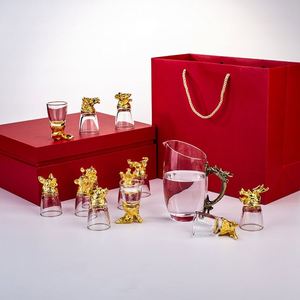 Design Novel 12 Zodiacal Animal Glass <b>Wine</b> Cup <b>Set</b> with <b>Gift</b> Bag - Product Image 1