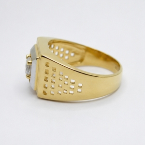 22K Gold <b>Mens</b> Diamond <b>Ring</b> Elegant Square Stone Signet <b>Ring</b> Premium Yellow Gold Jewelry <b>for</b> Wedding Party Gift - Product Image 4