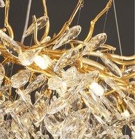 Lustres à LED en cristal doré Hauteur réglable Lampes suspendues en aluminium pour plafond de vie Lustre intérieur