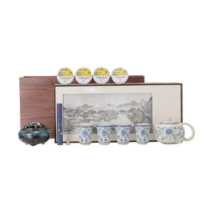Ru Kiln Tea Set <b>Ceramic</b> Hand Painted <b>Teapot</b> Cups Gift Box For Chinese New Year Business Gifts - Product Image 5